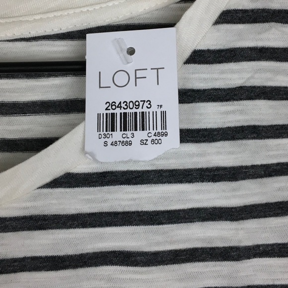 LOFT Vintage Soft Long Sleeve T Shirt Top Snow Day Stripe Glitter Size Small NWT - Picture 7 of 10